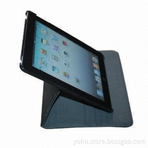 360-degree Rotation Leather Case for New iPad and Magnetic Inside with PU Leather and Genuine